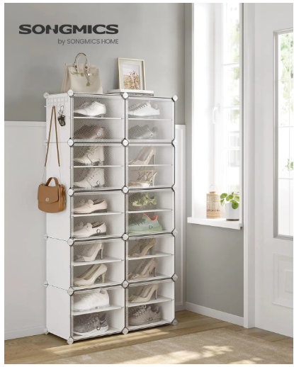 Étagère à chaussures modulaire SONGMICS à 10 emplacements VENTE DE LIQUIDATION Conception peu encombrante Robuste et sûr Ventilé et facile à nettoyer