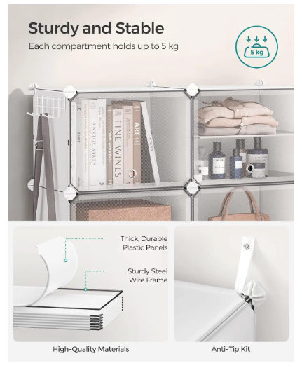 Étagère à chaussures modulaire SONGMICS à 10 emplacements VENTE DE LIQUIDATION Conception peu encombrante Robuste et sûr Ventilé et facile à nettoyer