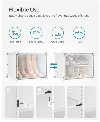 Étagère à chaussures modulaire SONGMICS à 10 emplacements VENTE DE LIQUIDATION Conception peu encombrante Robuste et sûr Ventilé et facile à nettoyer