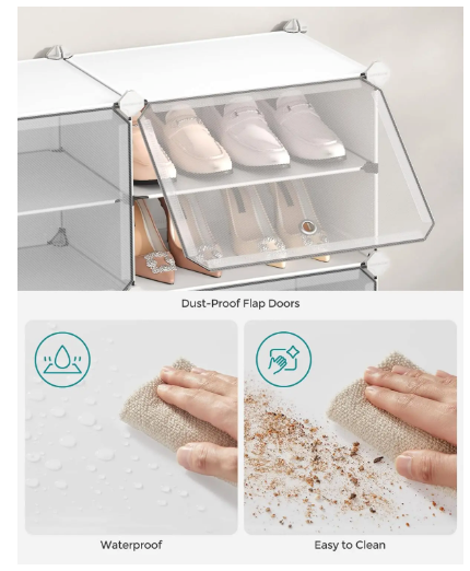 Étagère à chaussures modulaire SONGMICS à 10 emplacements VENTE DE LIQUIDATION Conception peu encombrante Robuste et sûr Ventilé et facile à nettoyer